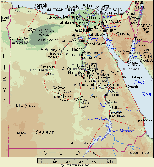 Egypt Map Roads Railways And Egyptian Governorates